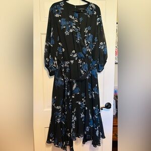Lane Bryant Black and Blue Floral Midi Dress